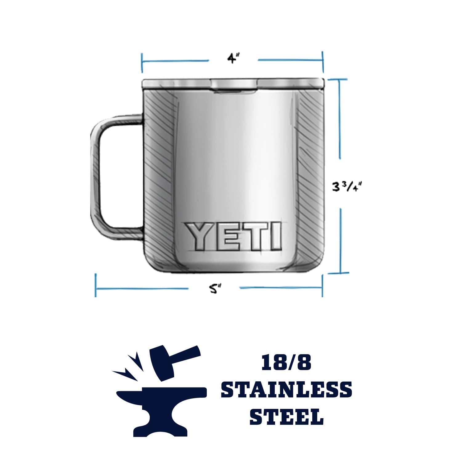 YETI Rambler 14 oz Becher mit MagSlider Deckel, Edelstahl