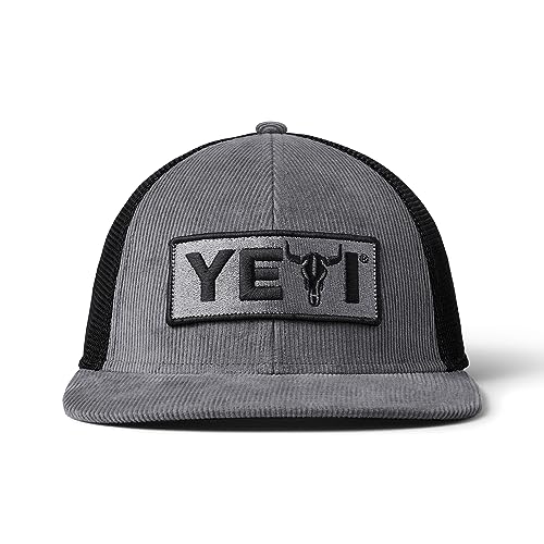 YETI Steer Badge Corduroy Flat Brim Hat, Schwarz
