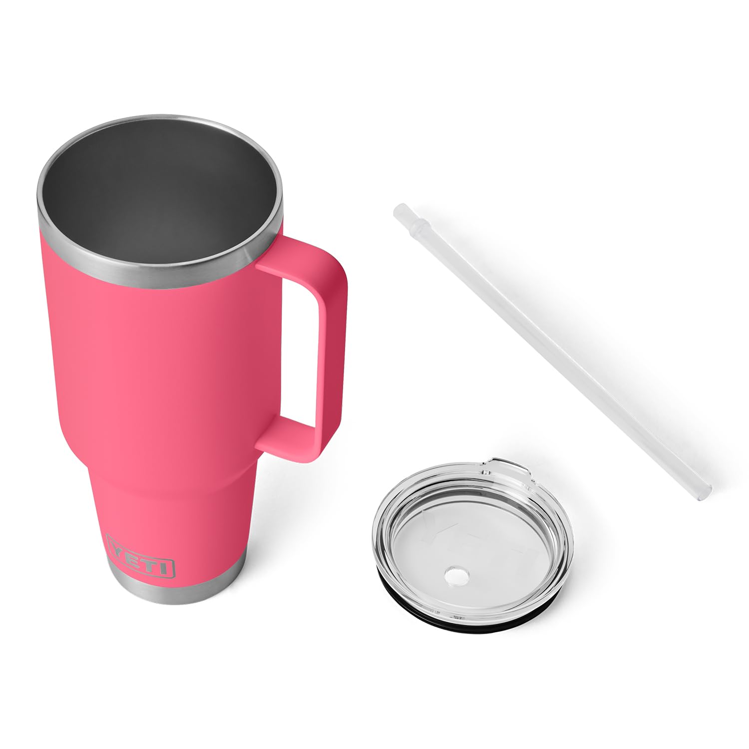 YETI Rambler 1,2l Tumbler mit Griff und Strohhalmdeckel, Vakuumisolierter Reisebecher, Edelstahl, Tropical Pink