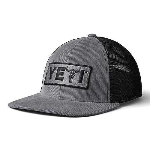 YETI Steer Badge Corduroy Flat Brim Hat, Schwarz