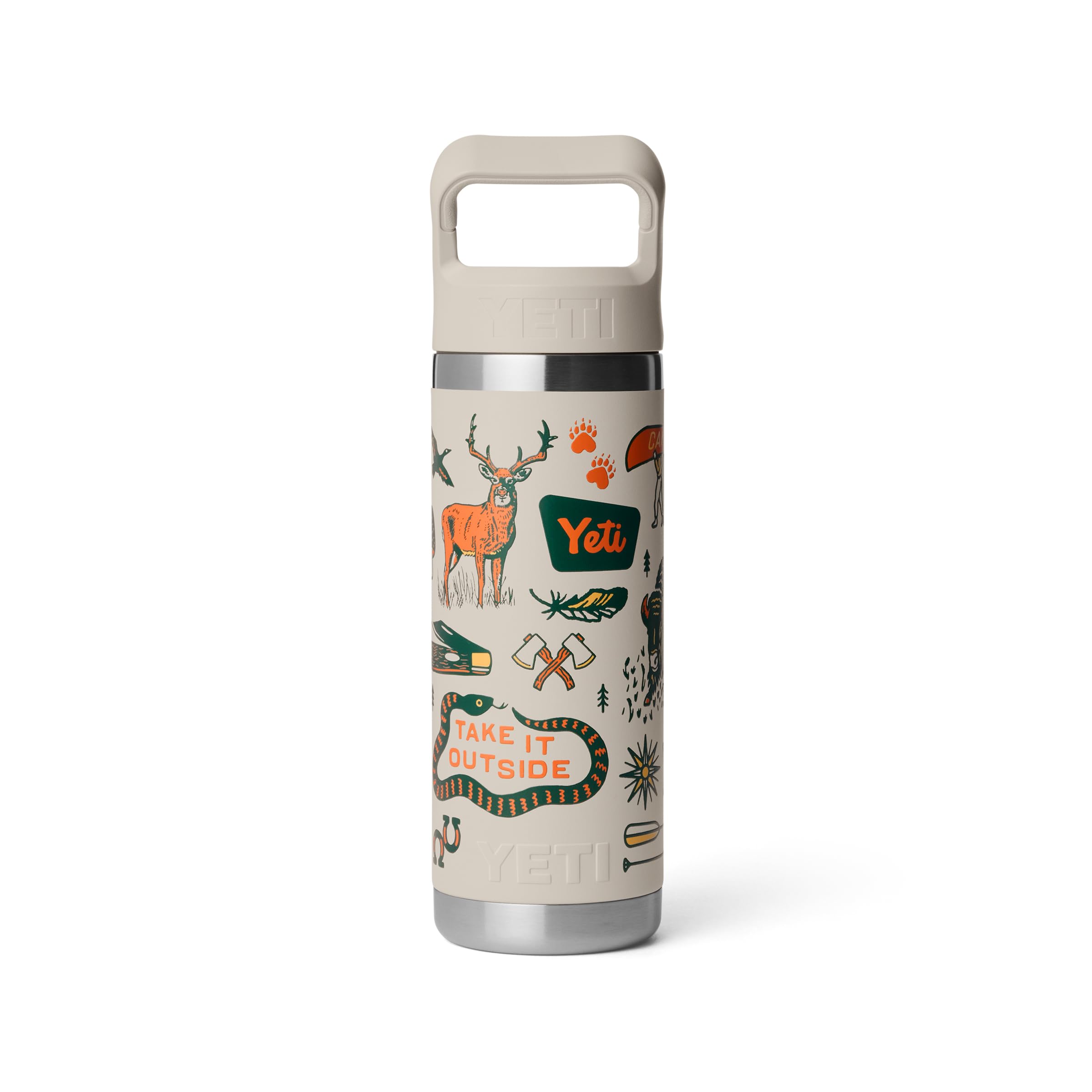 YETI Rambler 18 oz Isolierflasche mit Strohhalmdeckel – Vakuumisoliert, Edelstahl, Cape Summer Camp