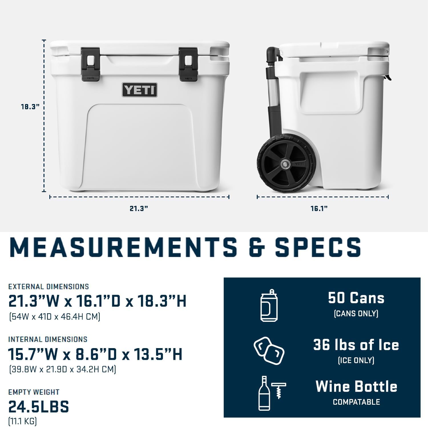 YETI Roadie 32 Rollbare Kühlbox — Royal Blue mit ICE Block Kühlelement, 4 lb (1,8 kg)