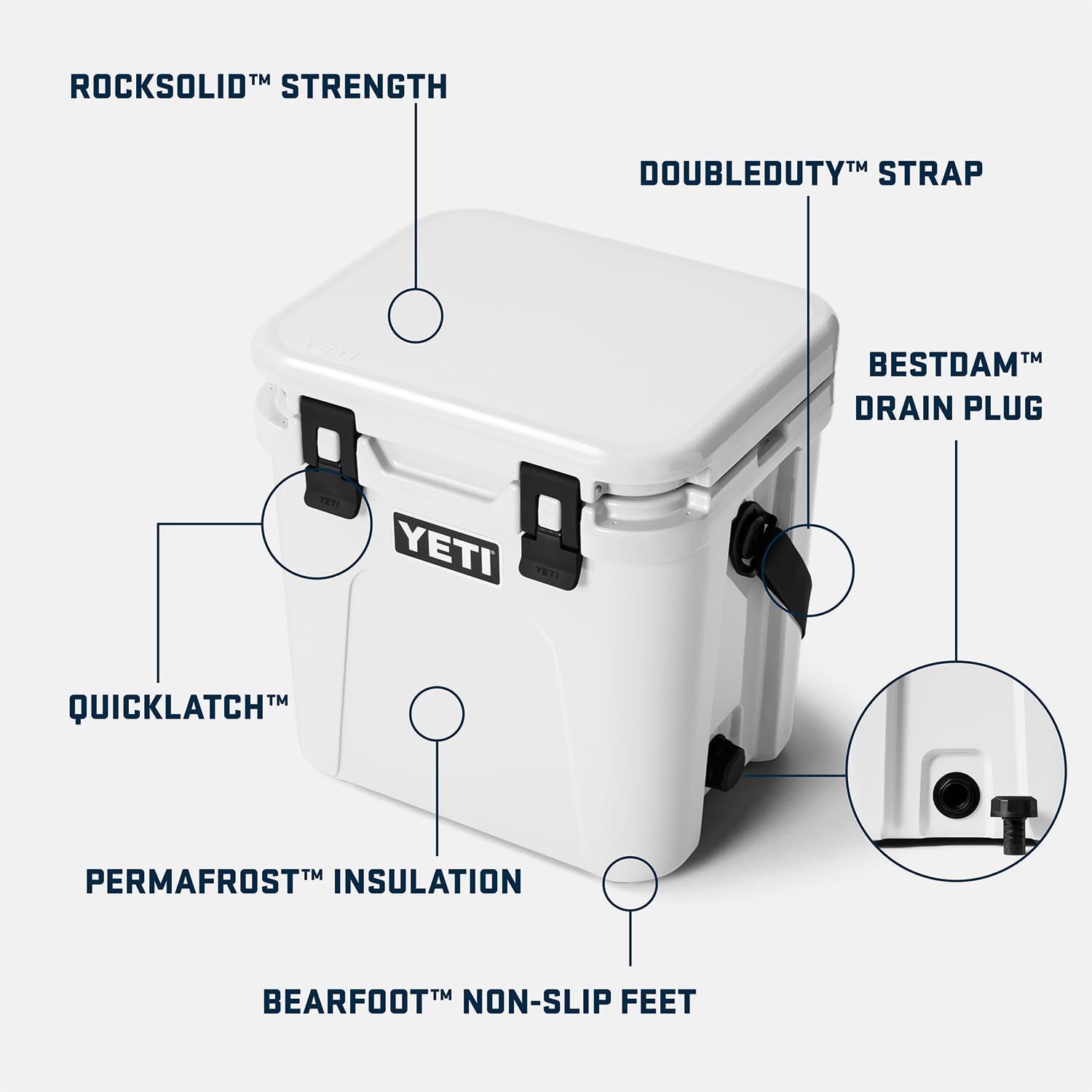 YETI Roadie 24 2.0 Hard Cooler mit DoubleDuty-Schultergurt und Ablassventil