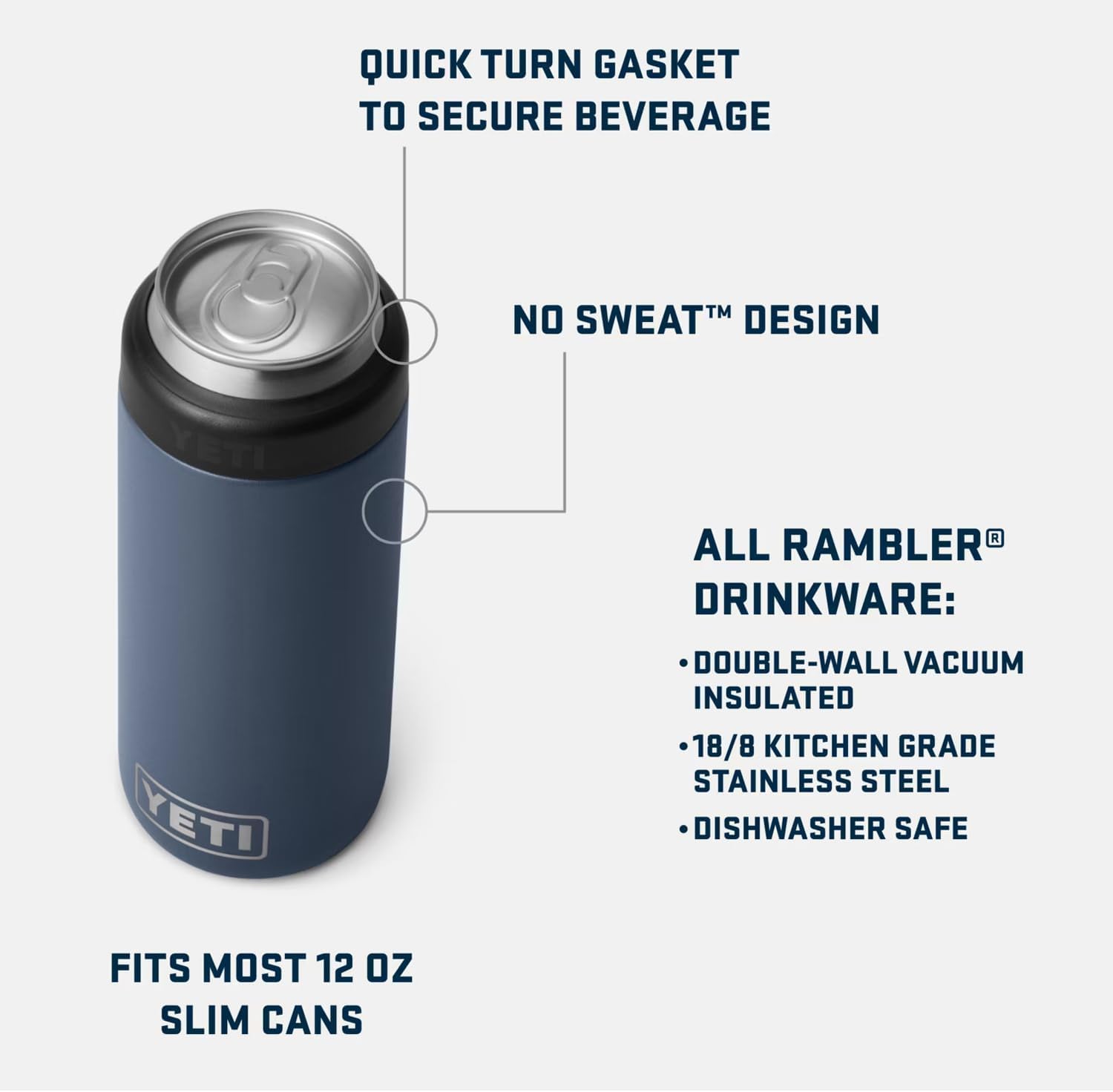 YETI Rambler Colster Slim – Isolierender Getränkehalter für schlanke 0,35 l Dosen, Royal Blue