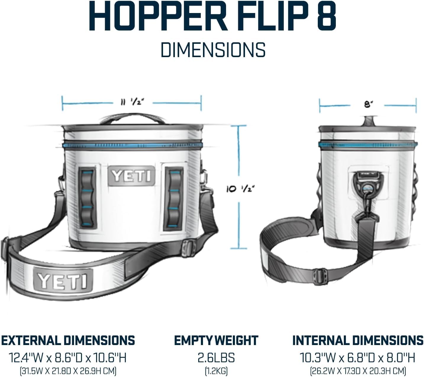 YETI Hopper Flip 8 Tragbarer Kühler, Classic Navy inkl. ICE Block wiederverwendbarer Kühlakku, 450 g