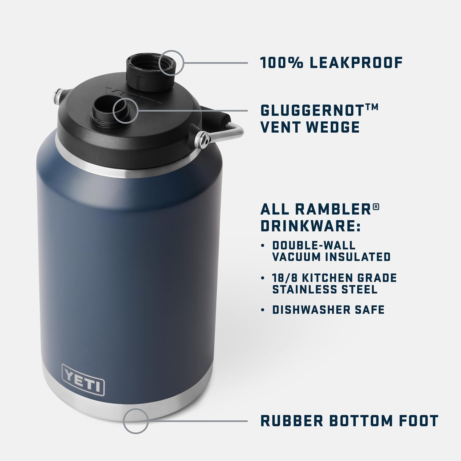 YETI Rambler 3,78 L (1 Gallone) Krug 2.0 – Vakuumisoliert, auslaufsicher, Cape Taupe