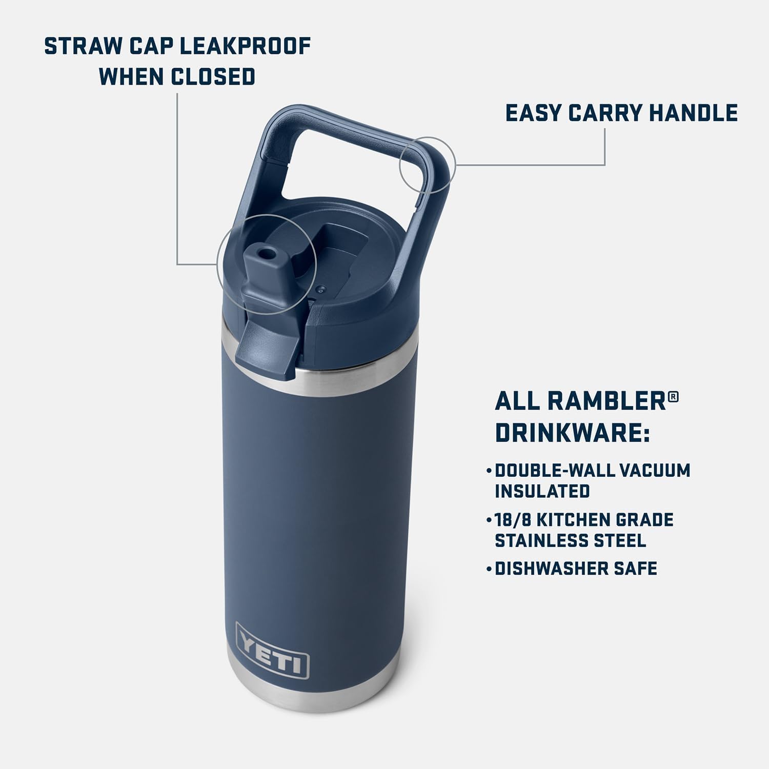YETI Rambler 18 oz Isolierflasche mit Strohhalmdeckel – Vakuumisoliert, Edelstahl, Cape Summer Camp