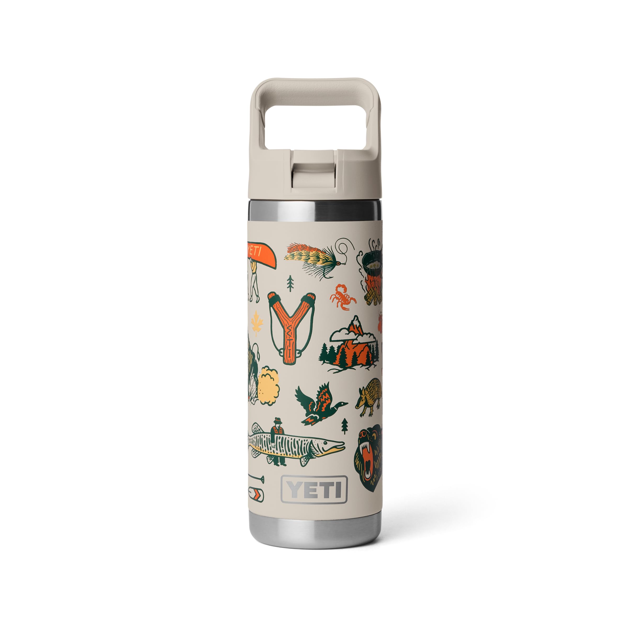 YETI Rambler 18 oz Isolierflasche mit Strohhalmdeckel – Vakuumisoliert, Edelstahl, Cape Summer Camp
