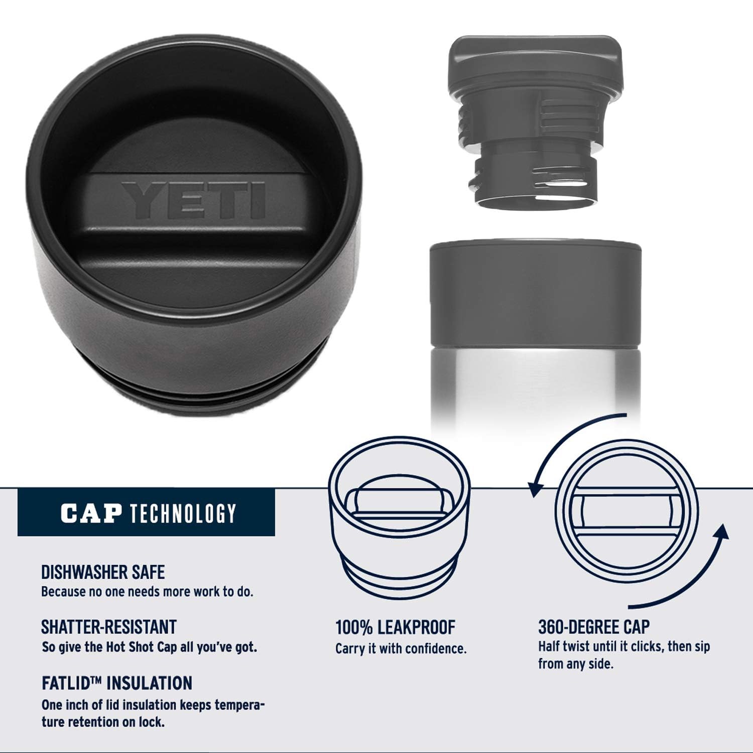 YETI Rambler Flasche 12 oz – Edelstahl, vakuumisoliert mit Hot Shot Cap