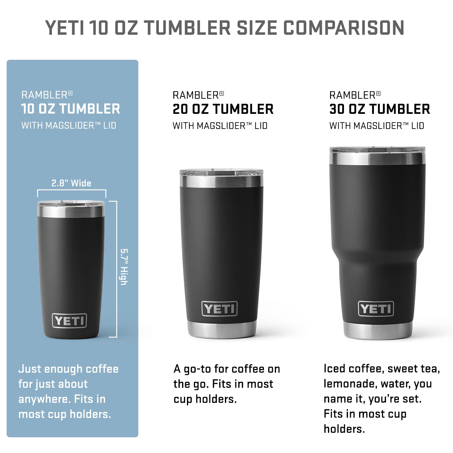 YETI Rambler Tumbler 10 oz – Edelstahl, vakuumisoliert mit MagSlider Deckel, Weiß