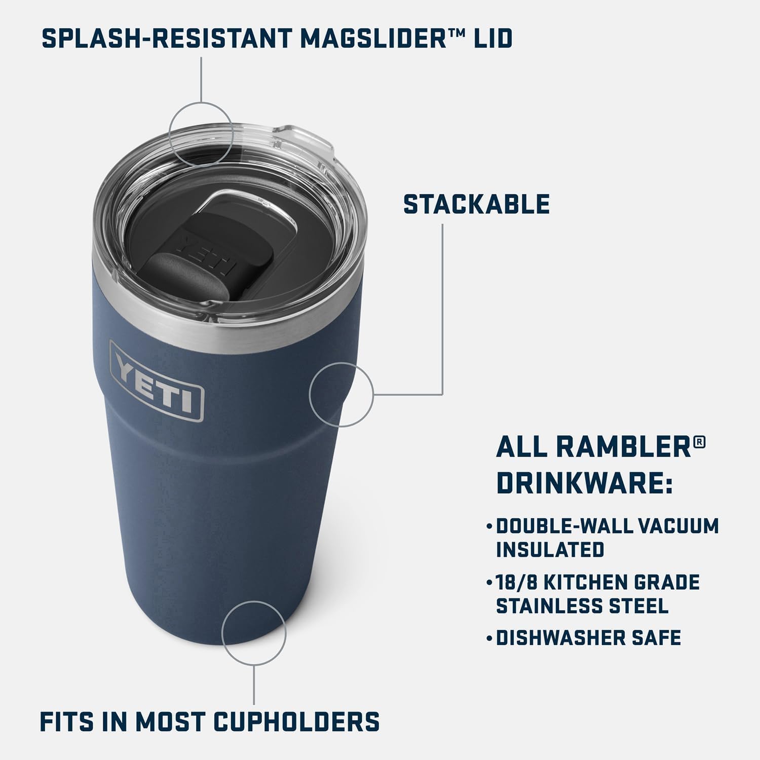 YETI Rambler 20 oz Stackable Tumbler – Edelstahl, Vakuumisoliert mit MagSlider Deckel