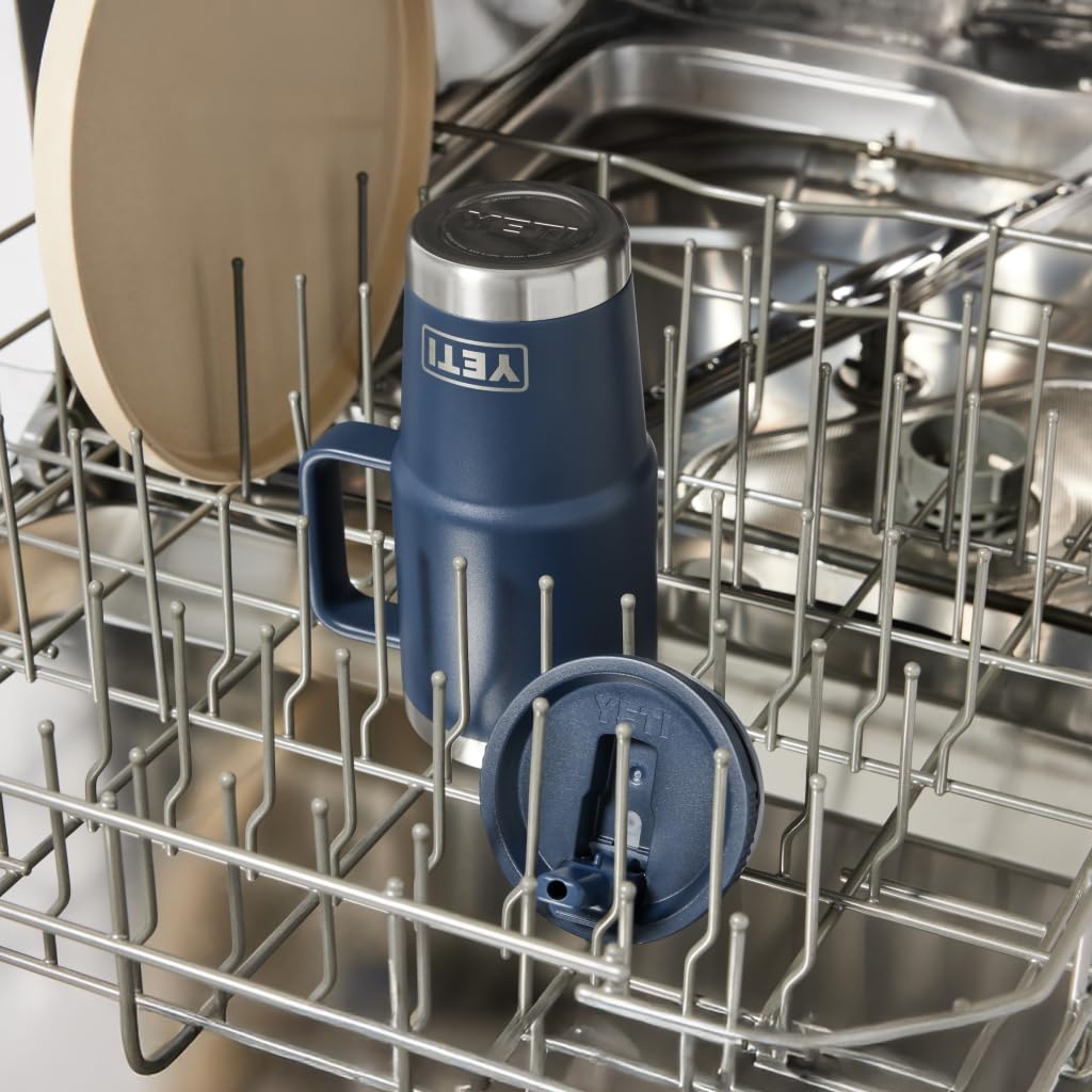 YETI Rambler 30 oz Reisebecher mit Flip-Strohhalmdeckel – Edelstahl, vakuumisoliert, auslaufsicher, passend für Getränkehalter, Seestein
