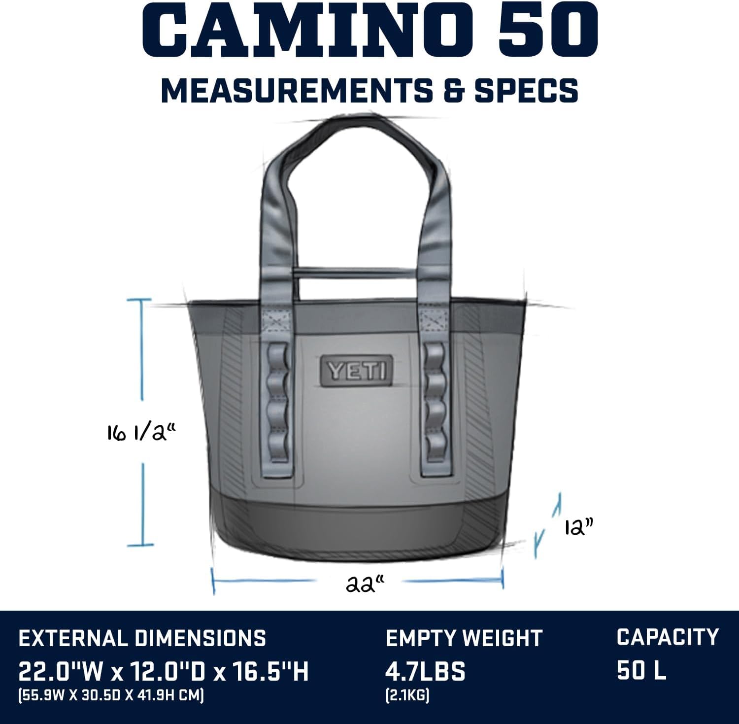 YETI Camino 50 Tote mit Innenunterteilern – wasserdicht & robust