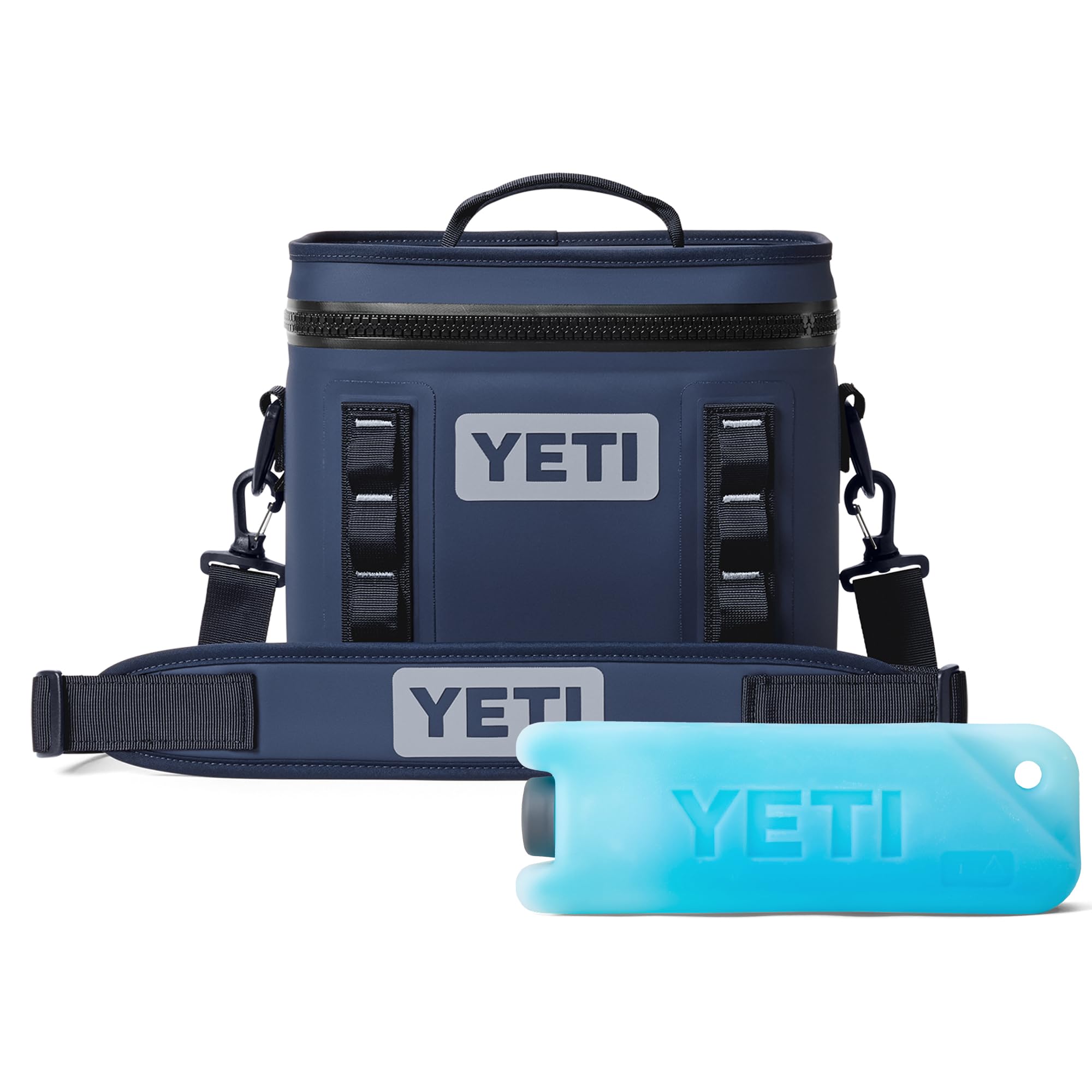 YETI Hopper Flip 8 Tragbarer Kühler, Classic Navy inkl. ICE Block wiederverwendbarer Kühlakku, 450 g