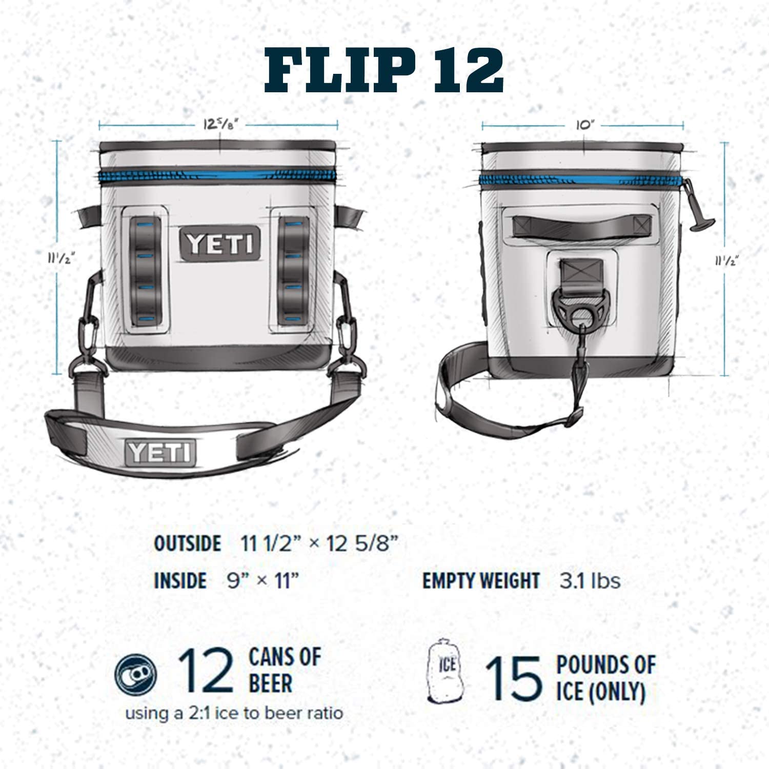 YETI Hopper Flip 12 Portabler Cooler – Marineblau mit ICE Block nachfüllbarem Kühlakku (1 Pfund)
