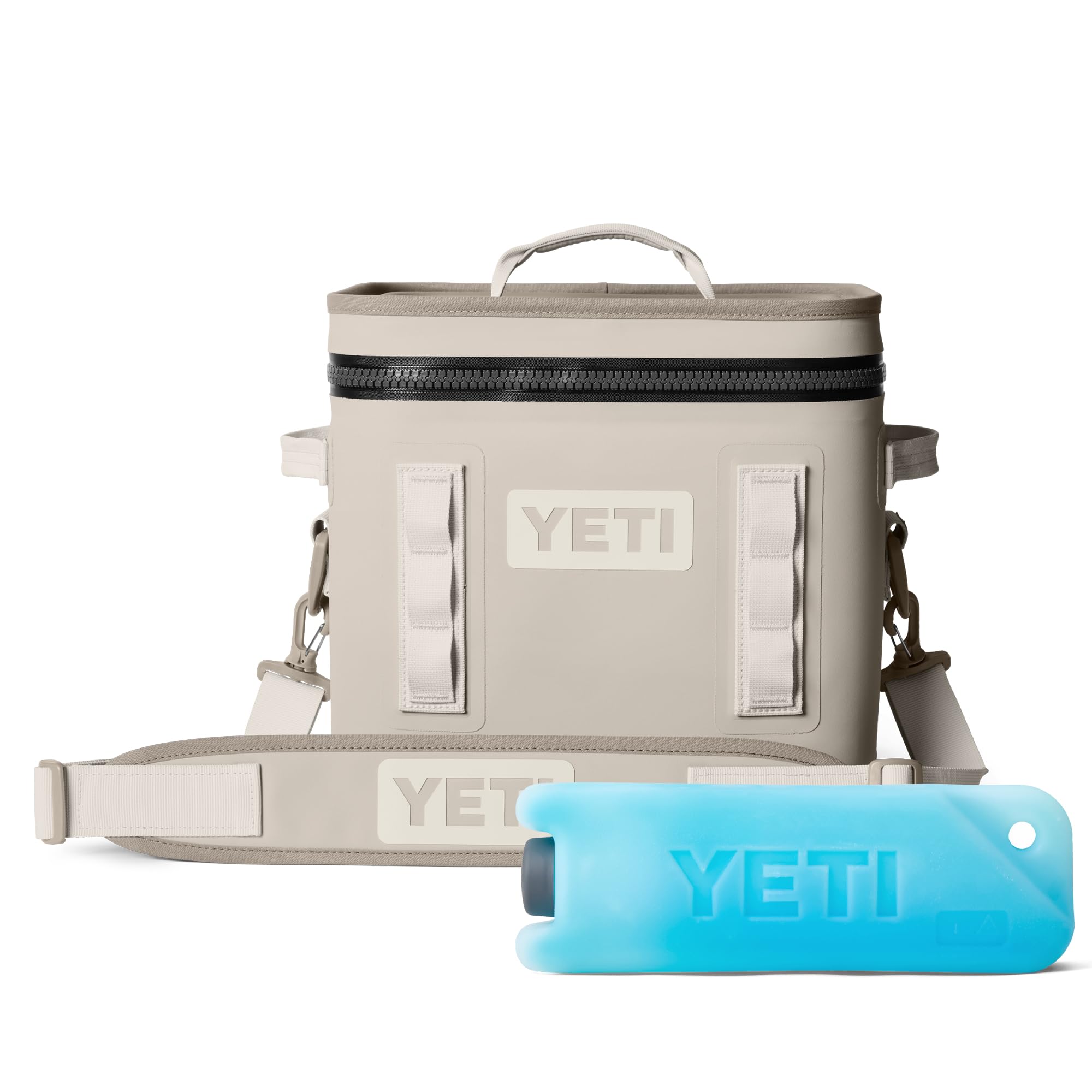 YETI Hopper Flip 12 Tragbare Kühlbox, Cape Taupe mit ICE Block 1 lb Kühlakku