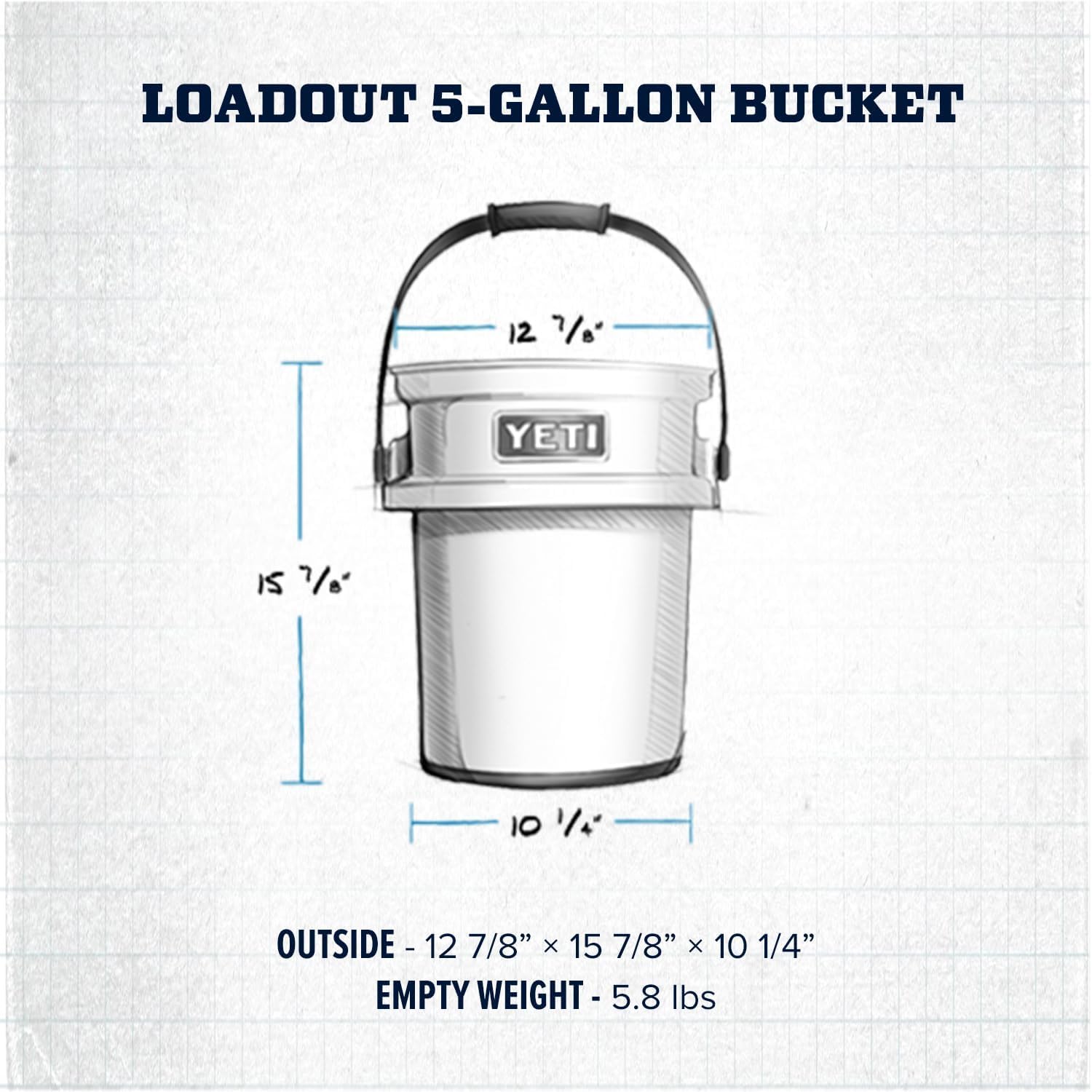 YETI LoadOut 5-Gallonen Bucket (19 l) – Schlagfest, Lebensmittelecht