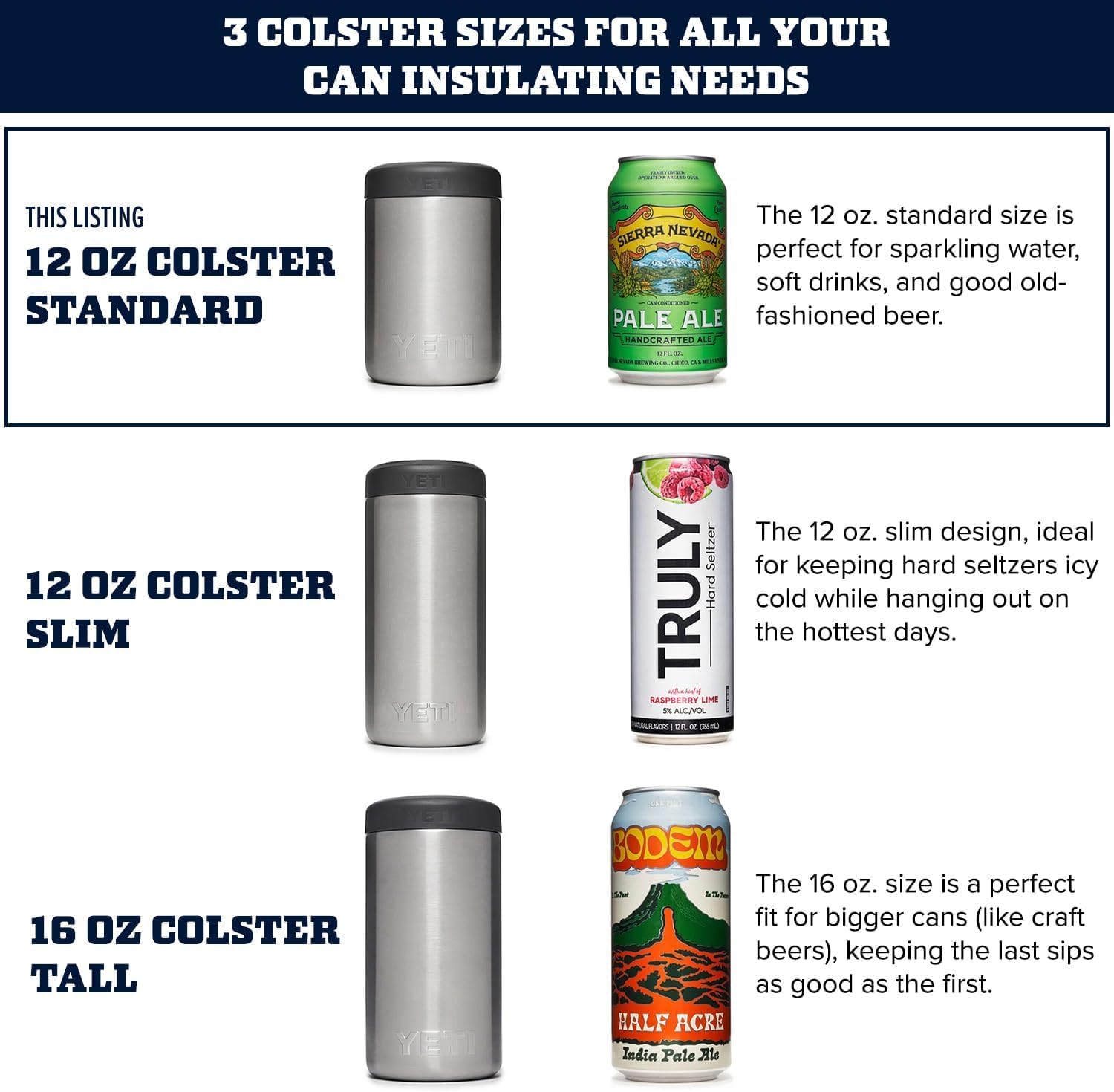 YETI Rambler Colster Slim – Isolierender Getränkehalter für schlanke 0,35 l Dosen, Royal Blue