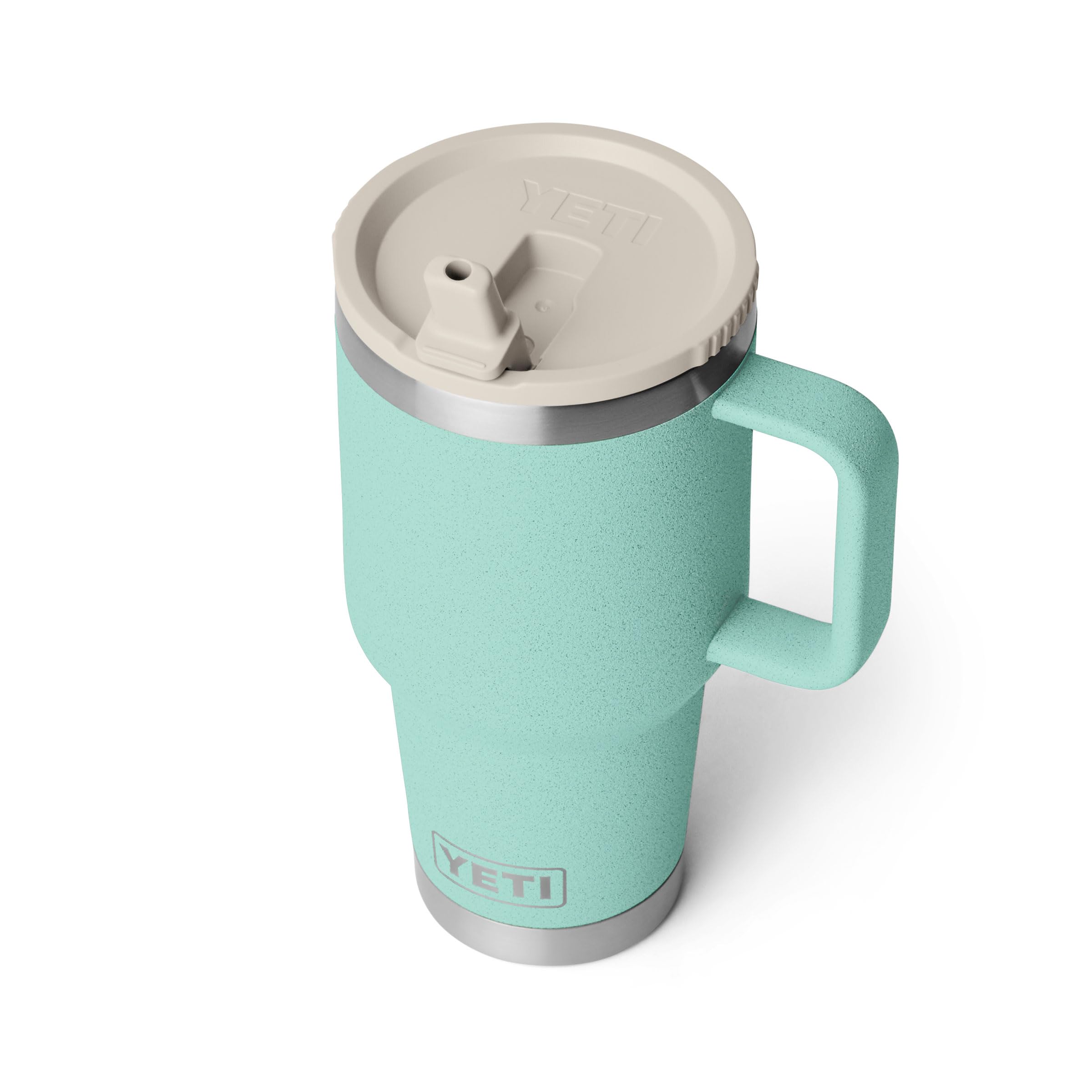 YETI Rambler 30 oz Reisebecher mit Flip-Strohhalmdeckel – Edelstahl, vakuumisoliert, auslaufsicher, passend für Getränkehalter, Seestein