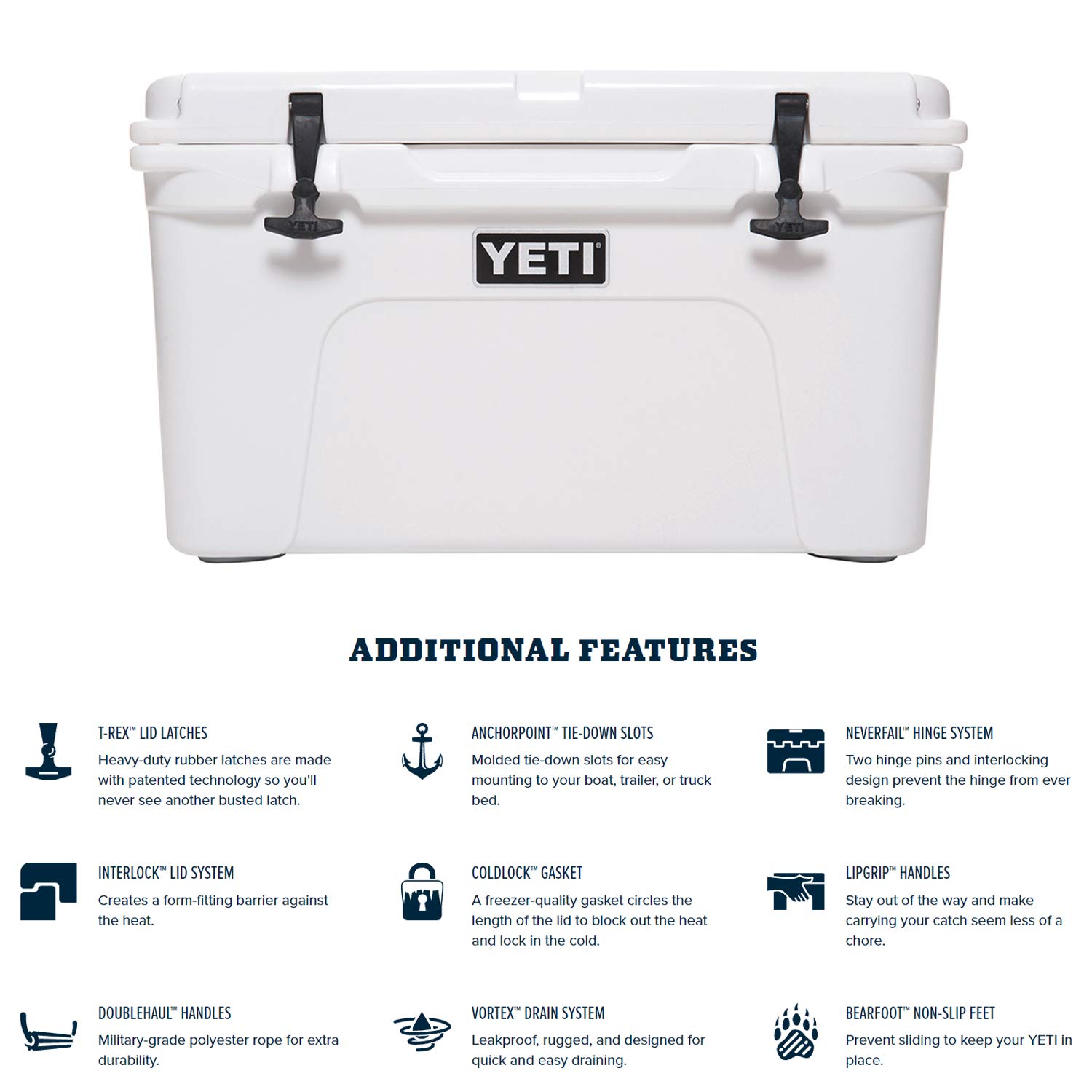 YETI Tundra 45 Hartschalenkühler, Weiß mit ICE Sheet wiederverwendbarem Kühlakku, Groß