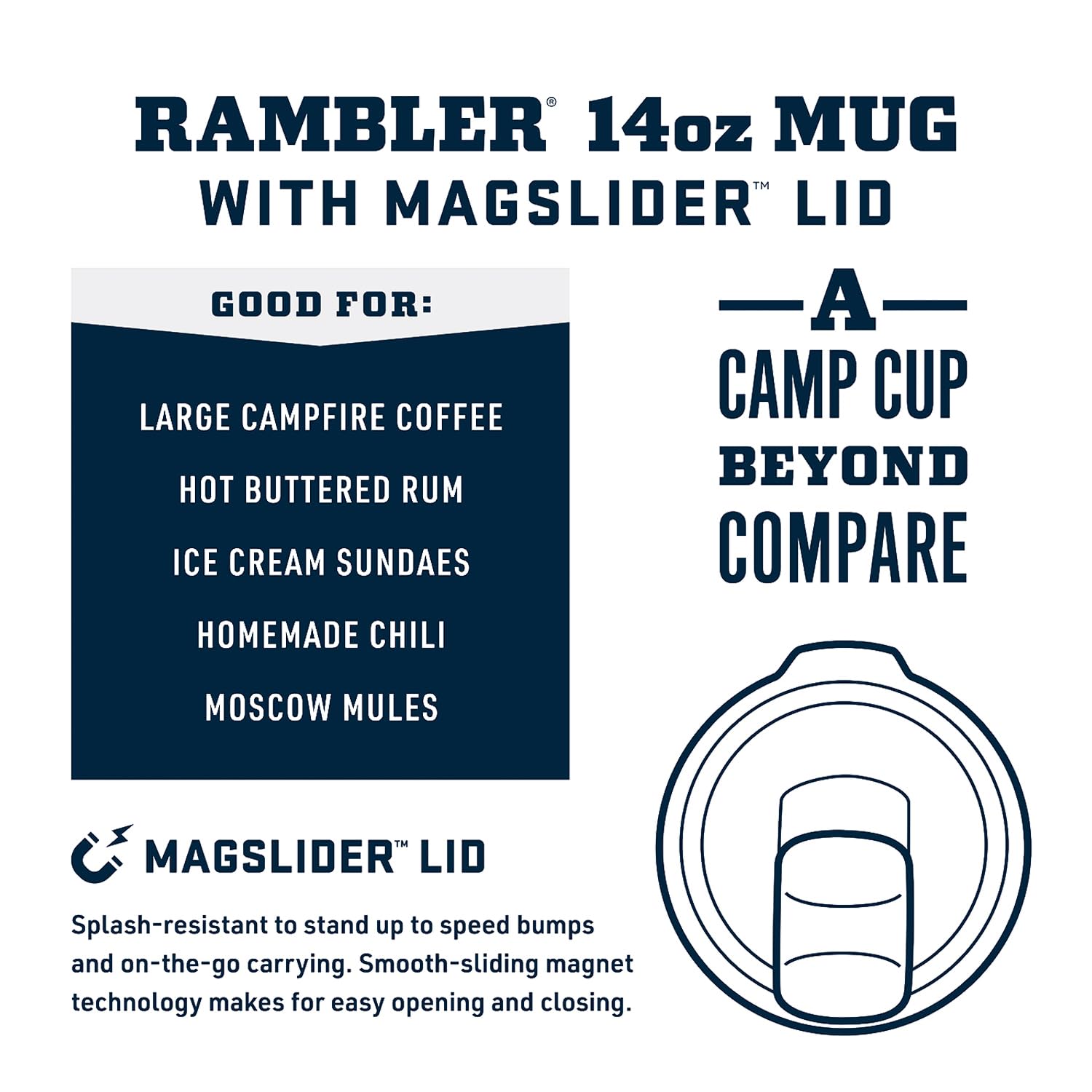 YETI Rambler 14 oz Stackable Mug – Edelstahl, stapelbar, vakuumisoliert