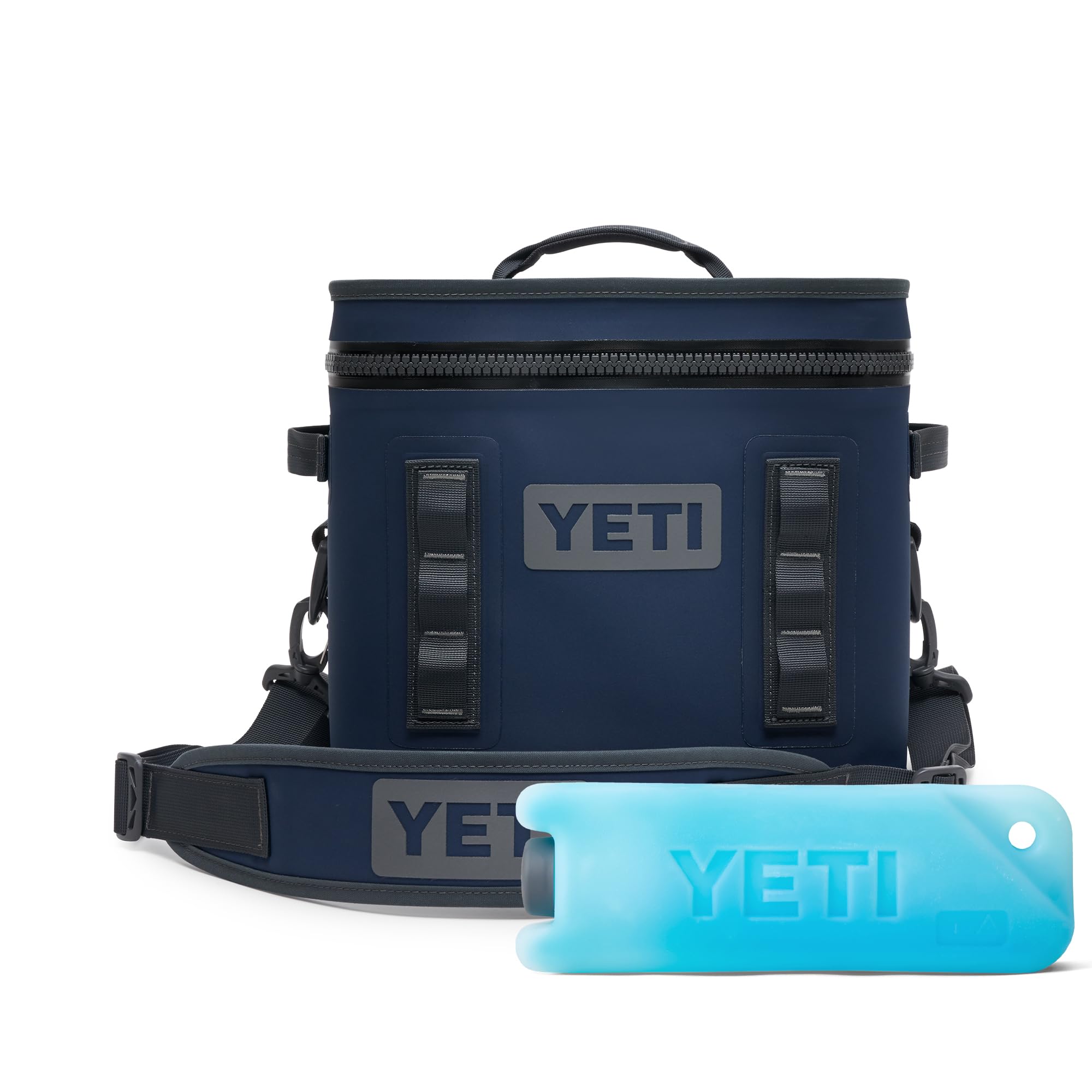 YETI Hopper Flip 12 Portabler Cooler – Marineblau mit ICE Block nachfüllbarem Kühlakku (1 Pfund)
