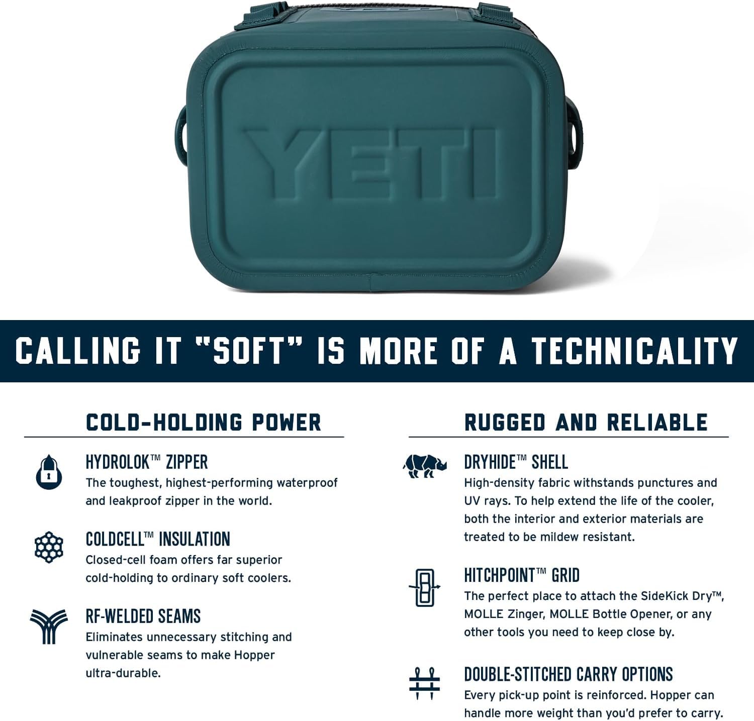 YETI Hopper Flip 8 Tragbarer Kühler, Classic Navy inkl. ICE Block wiederverwendbarer Kühlakku, 450 g